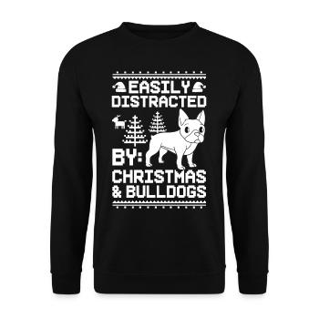 Chien Bulldog anglais Chiots Noël - Sweat-shirt Unisexe - noir - Devant - Alina (178cm) & Michal (187cm)
