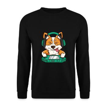 Corgi Gamer Konsole Zocken Spielen Hund - Unisex Pullover - Schwarz - Vorne - Alina (178cm) & Michal (187cm)