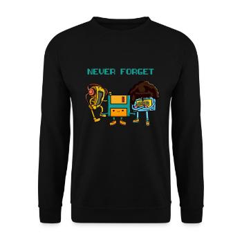 Retro Never Forget Cassette Tape comic - Unisex Pullover - Schwarz - Vorne - Alina (178cm) & Michal (187cm)