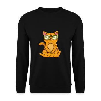 Cat Cat holiday sunglasses summer sea - Unisex Sweatshirt - black - Front - Alina (178cm) & Michal (187cm)