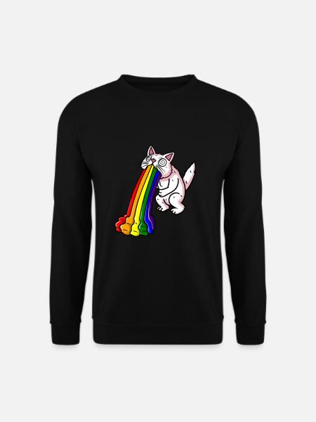 rainbow sarcasm cat nausea - Unisex Sweatshirt - black
