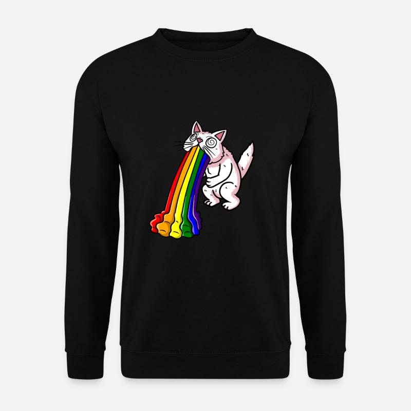 rainbow sarcasm cat nausea - Unisex Sweatshirt - black