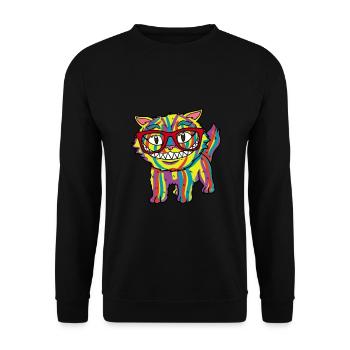 Cat Cat holiday glasses colorful summer sea - Unisex Sweatshirt - black - Front - Alina (178cm) & Michal (187cm)
