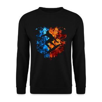 Fire Surfer Flames Surfboard Burning - Unisex Sweatshirt - black - Front - Alina (178cm) & Michal (187cm)