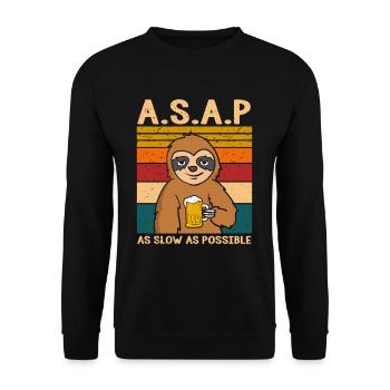A.S.A.P. As Slow As Possible Faultier - Unisex Pullover - Schwarz - Vorne - Alina (178cm) & Michal (187cm)