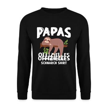 Papas Schlafshirt Faultier - Unisex Pullover - Schwarz - Vorne - Alina (178cm) & Michal (187cm)