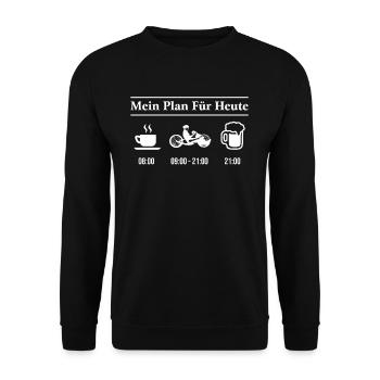 Mein Plan Für Heute Handbike Kaffee Bier Tagesplan - Unisex Pullover - Schwarz - Vorne - Alina (178cm) & Michal (187cm)