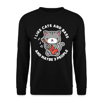 Guitar Cat Bass Guitar - Unisex Sweatshirt - black - Front - Alina (178cm) & Michal (187cm)