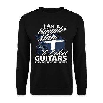 Guitar Jesus Mann - Unisex Sweatshirt - black - Front - Alina (178cm) & Michal (187cm)