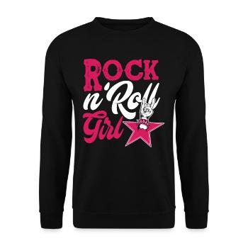 Gitarre Rock And Roll Mädchen - Unisex Pullover - Schwarz - Vorne - Alina (178cm) & Michal (187cm)