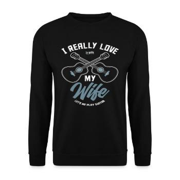 Gitarre Gitarist Ehemann - Unisex Pullover - Schwarz - Vorne - Alina (178cm) & Michal (187cm)