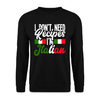 Recette Cuisinier Cuisine Italie Dire Italien - Sweat-shirt Unisexe - noir - Devant - Alina (178cm) & Michal (187cm)