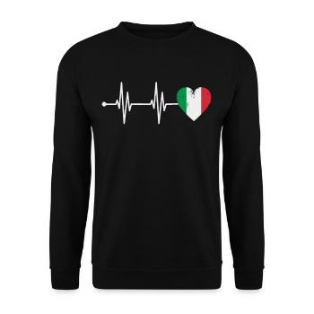 Italien Liebe Herzschlag EKG Wurzeln Italiener - Unisex Pullover - Schwarz - Vorne - Alina (178cm) & Michal (187cm)