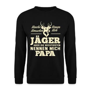 Jäger Papa - Unisex Pullover - Schwarz - Vorne - Alina (178cm) & Michal (187cm)