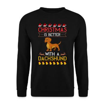 Doxie Dachshund Dackel Teckel Hund Weihnachten - Unisex Pullover - Schwarz - Vorne - Alina (178cm) & Michal (187cm)