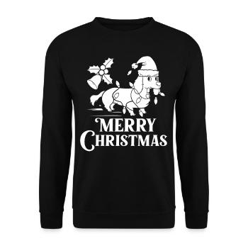 Doxie Dachshund Dackel Teckel Hund Weihnachten - Unisex Pullover - Schwarz - Vorne - Alina (178cm) & Michal (187cm)