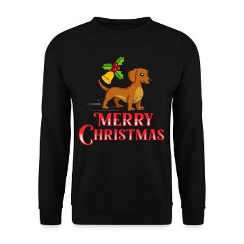 Doxie Dachshund Dackel Teckel Hund Weihnachten - Unisex Pullover - Schwarz - Vorne - Alina (178cm) & Michal (187cm)