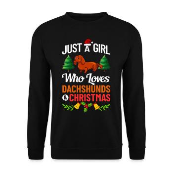Doxie Dachshund Dackel Teckel Hund Weihnachten - Unisex Pullover - Schwarz - Vorne - Alina (178cm) & Michal (187cm)