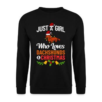 Doxie Dachshund Dackel Teckel Hund Weihnachten - Unisex Pullover - Schwarz - Vorne - Alina (178cm) & Michal (187cm)