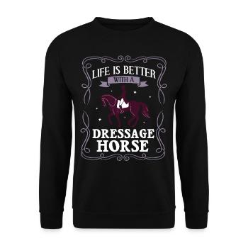 Dressur Reiten Pferd Training Dressurreiten - Unisex Pullover - Schwarz - Vorne - Alina (178cm) & Michal (187cm)