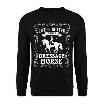 Dressur Reiten Pferd Training Dressurreiten - Unisex Pullover - Schwarz - Vorne - Alina (178cm) & Michal (187cm)