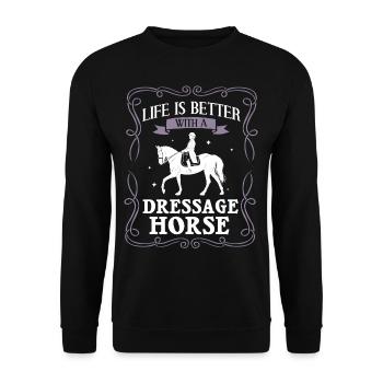 Dressur Reiten Pferd Training Dressurreiten - Unisex Pullover - Schwarz - Vorne - Alina (178cm) & Michal (187cm)