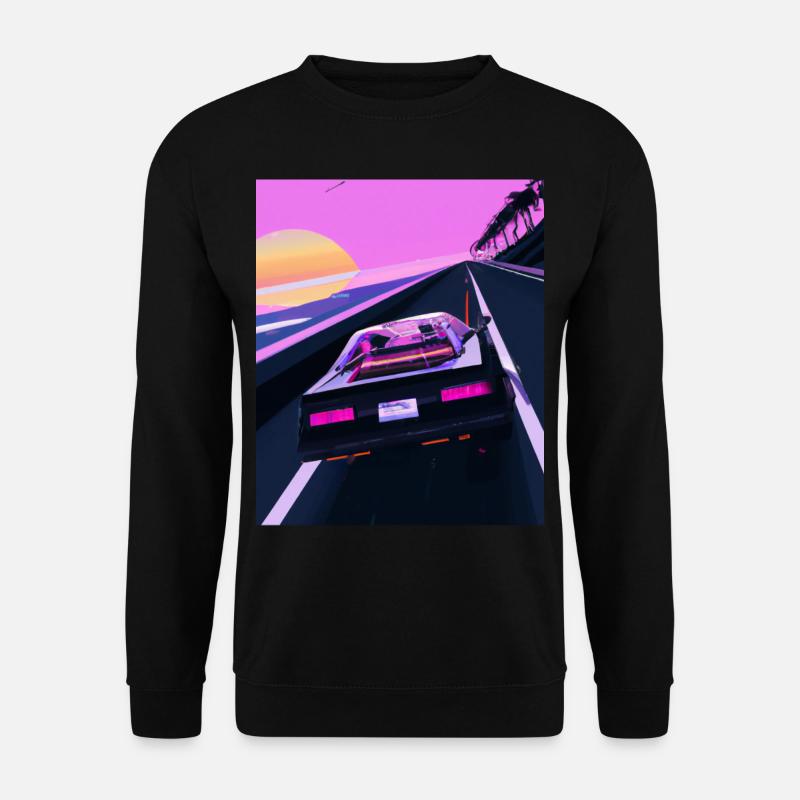 Vaporwave Aesthetic Sportwagen Sonnenuntergang - Unisex Pullover - Schwarz