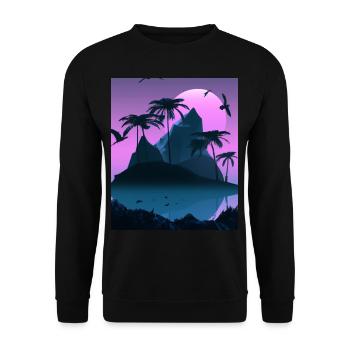 Vaporwave Aesthetic Palmiers de l’île tropicale - Sweat-shirt Unisexe - noir - Devant - Alina (178cm) & Michal (187cm)
