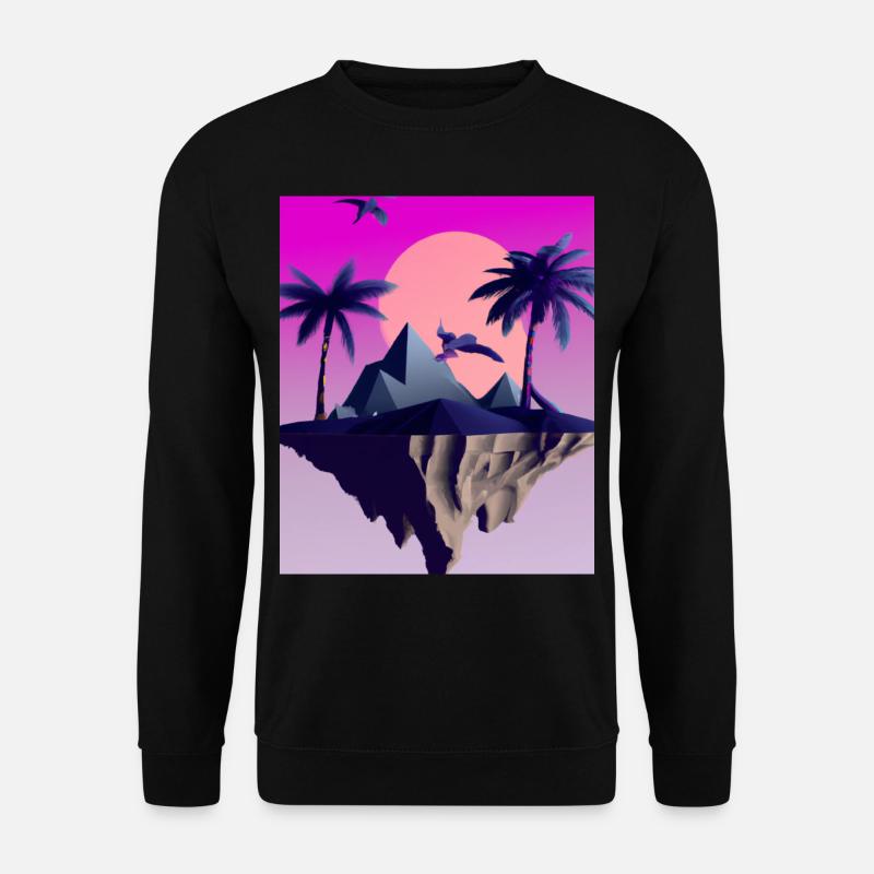 Vaporwave Aesthetic Flying Island - Unisex Sweatshirt - black