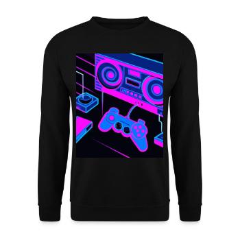 Vaporwave Aesthetic Gaming Console Controller - Unisex Sweatshirt - black - Front - Alina (178cm) & Michal (187cm)