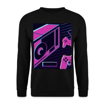 Vaporwave Aesthetic Gaming Console Future - Unisex Sweatshirt - black - Front - Alina (178cm) & Michal (187cm)