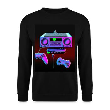 Vaporwave Aesthetic Retro Gaming Console - Unisex Sweatshirt - black - Front - Alina (178cm) & Michal (187cm)