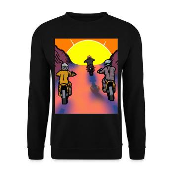 Vaporwave Aesthetic Sunset Mountains - Unisex Sweatshirt - black - Front - Alina (178cm) & Michal (187cm)