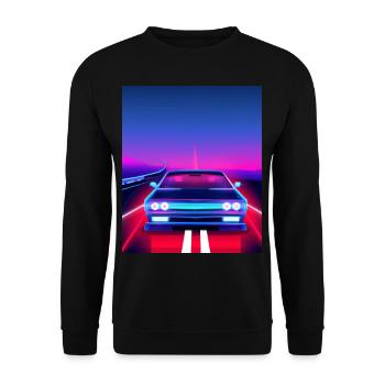 Vaporwave Aesthetic Vintage Highway - Unisex Pullover - Schwarz - Vorne - Alina (178cm) & Michal (187cm)
