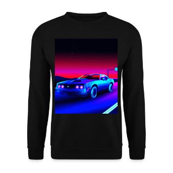Vaporwave Aesthetic Vintage Highway - Unisex Pullover - Schwarz - Vorne - Alina (178cm) & Michal (187cm)