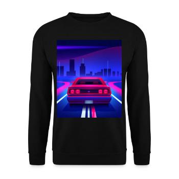 Vaporwave Aesthetic Vintage Highway - Unisex Pullover - Schwarz - Vorne - Alina (178cm) & Michal (187cm)