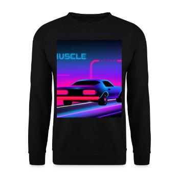 Vaporwave Aesthetic Vintage Highway - Unisex Pullover - Schwarz - Vorne - Alina (178cm) & Michal (187cm)