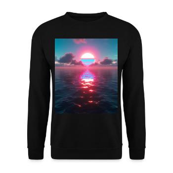 Vaporwave Aesthetic Sunset Sea - Unisex Sweatshirt - black - Front - Alina (178cm) & Michal (187cm)