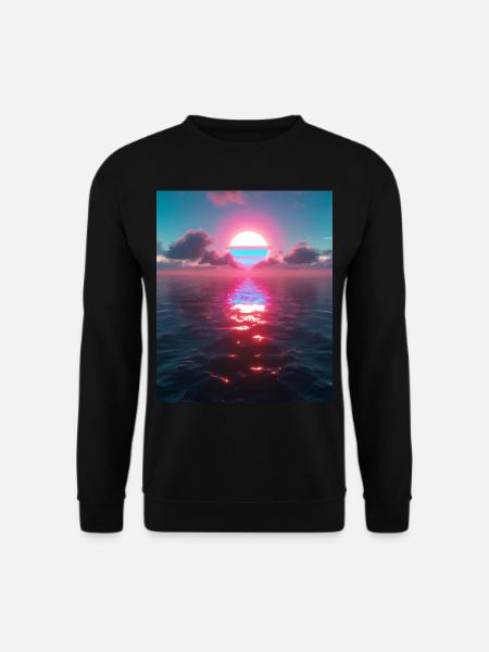 Vaporwave Aesthetic Sunset Sea - Unisex Sweatshirt - black