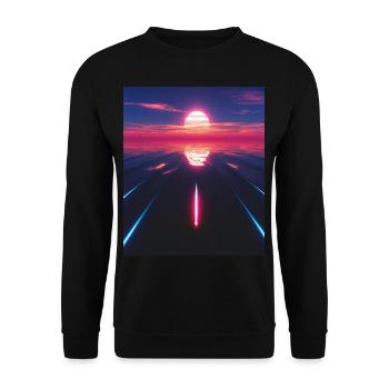 Vaporwave Aesthetic Sunset Sea - Unisex Sweatshirt - black - Front - Alina (178cm) & Michal (187cm)