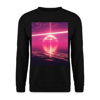 Vaporwave Aesthetic Sunset Sea - Unisex Sweatshirt - black - Front - Alina (178cm) & Michal (187cm)