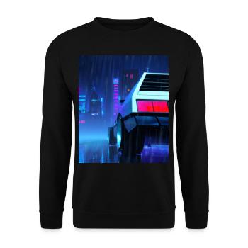 Vaporwave Aesthetic Auto Night Rain - Unisex Sweatshirt - black - Front - Alina (178cm) & Michal (187cm)