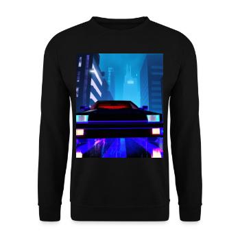 Vaporwave Aesthetic Auto Night Skyscraper - Unisex Sweatshirt - black - Front - Alina (178cm) & Michal (187cm)