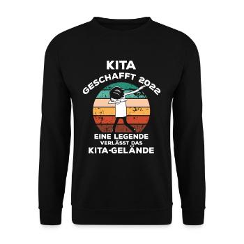 Kita Geschafft 2022 Kindergartenkind Abschluss - Unisex Pullover - Schwarz - Vorne - Alina (178cm) & Michal (187cm)