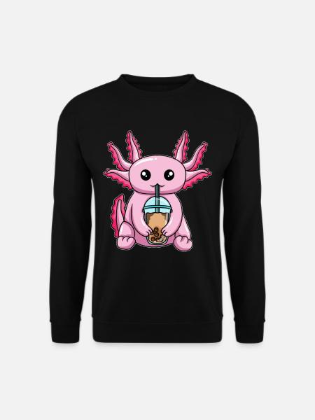 Axolotl drinks bubble tea - Unisex Sweatshirt - black