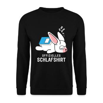 Offizielles Schlafshirt Schlafanzug Hase mit Buch - Unisex Pullover - Schwarz - Vorne - Alina (178cm) & Michal (187cm)