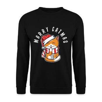 Merry catmas - Unisex Sweatshirt - black - Front - Alina (178cm) & Michal (187cm)