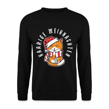 Haarige weihnachten - Unisex Pullover - Schwarz - Vorne - Alina (178cm) & Michal (187cm)