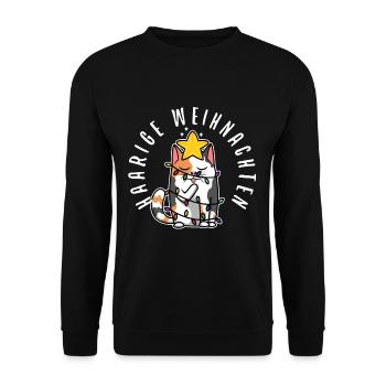 Haarige weihnachten - Unisex Pullover - Schwarz - Vorne - Alina (178cm) & Michal (187cm)