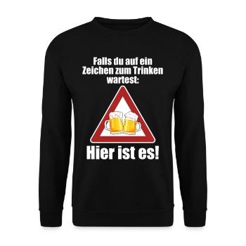 Zeichen Zum Trinken Saufshirt Mallorca Saufen Bier - Unisex Pullover - Schwarz - Vorne - Alina (178cm) & Michal (187cm)